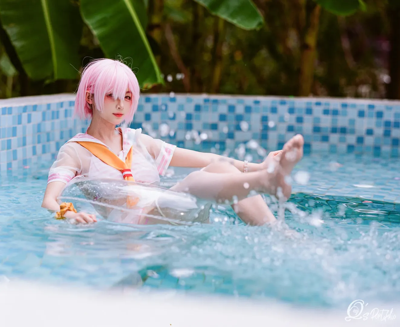二次元摄影, 从零开始的异世界生活, 泳池写真, 夏日氛围感, 拉姆cos - 第7张