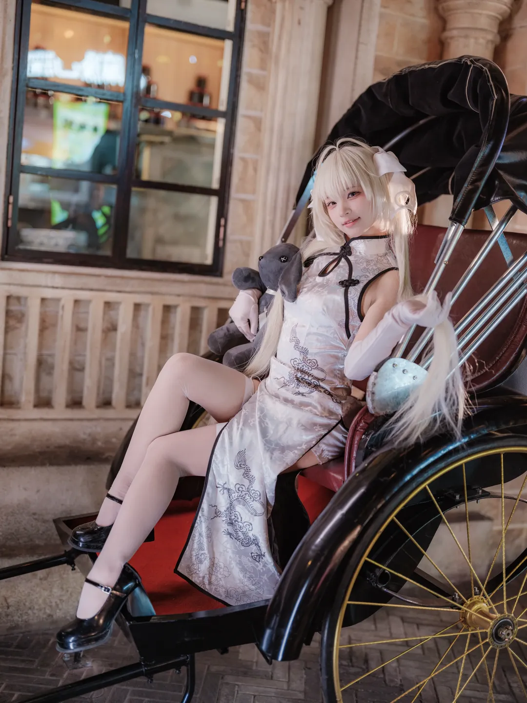 二次元摄影, 穹妹cos, 缘之空, 旗袍cosplay, 纯白穿搭 - 第3张