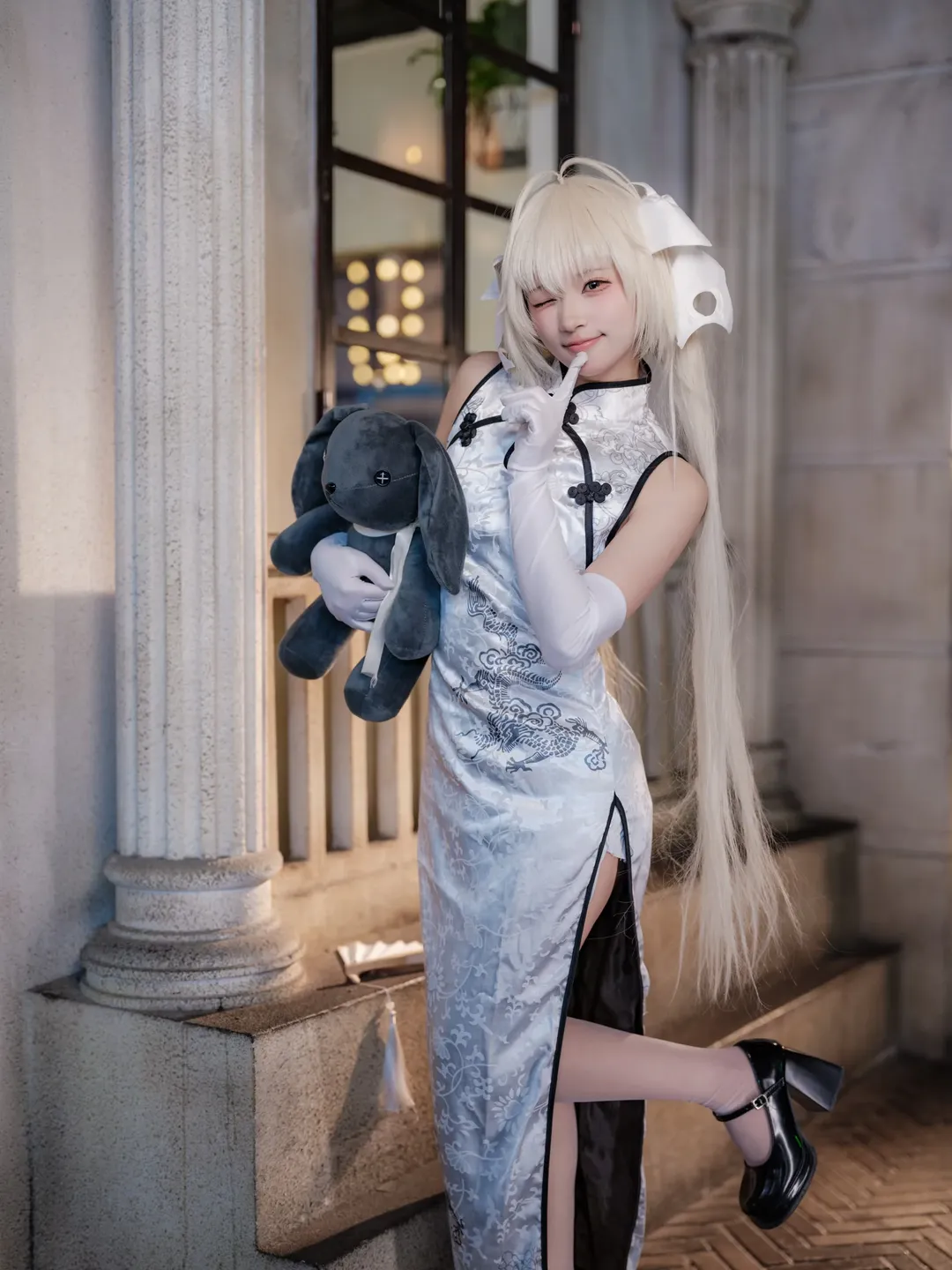 二次元摄影, 穹妹cos, 缘之空, 旗袍cosplay, 纯白穿搭 - 第6张