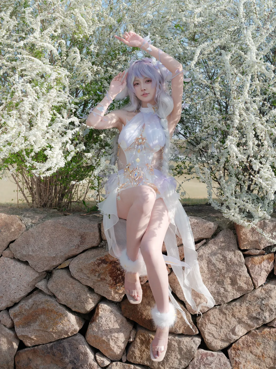 玉玲珑cos, 永劫无间, Cosplay摄影, 雪柳外景, 仙气穿搭 - 第1张