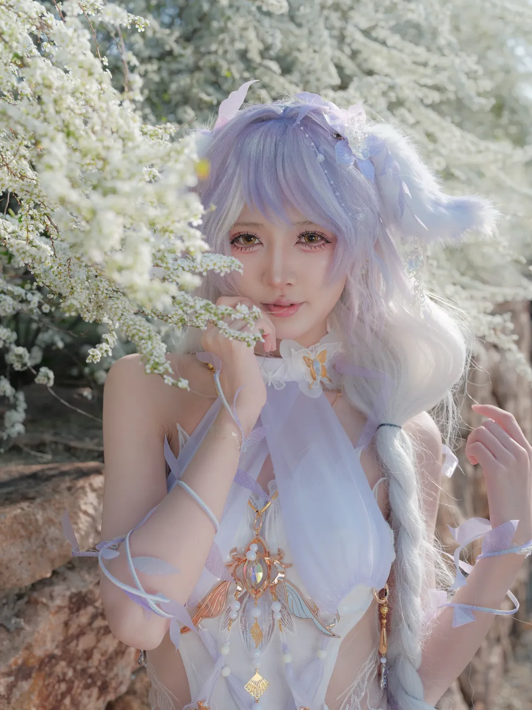 玉玲珑cos, 永劫无间, Cosplay摄影, 雪柳外景, 仙气穿搭