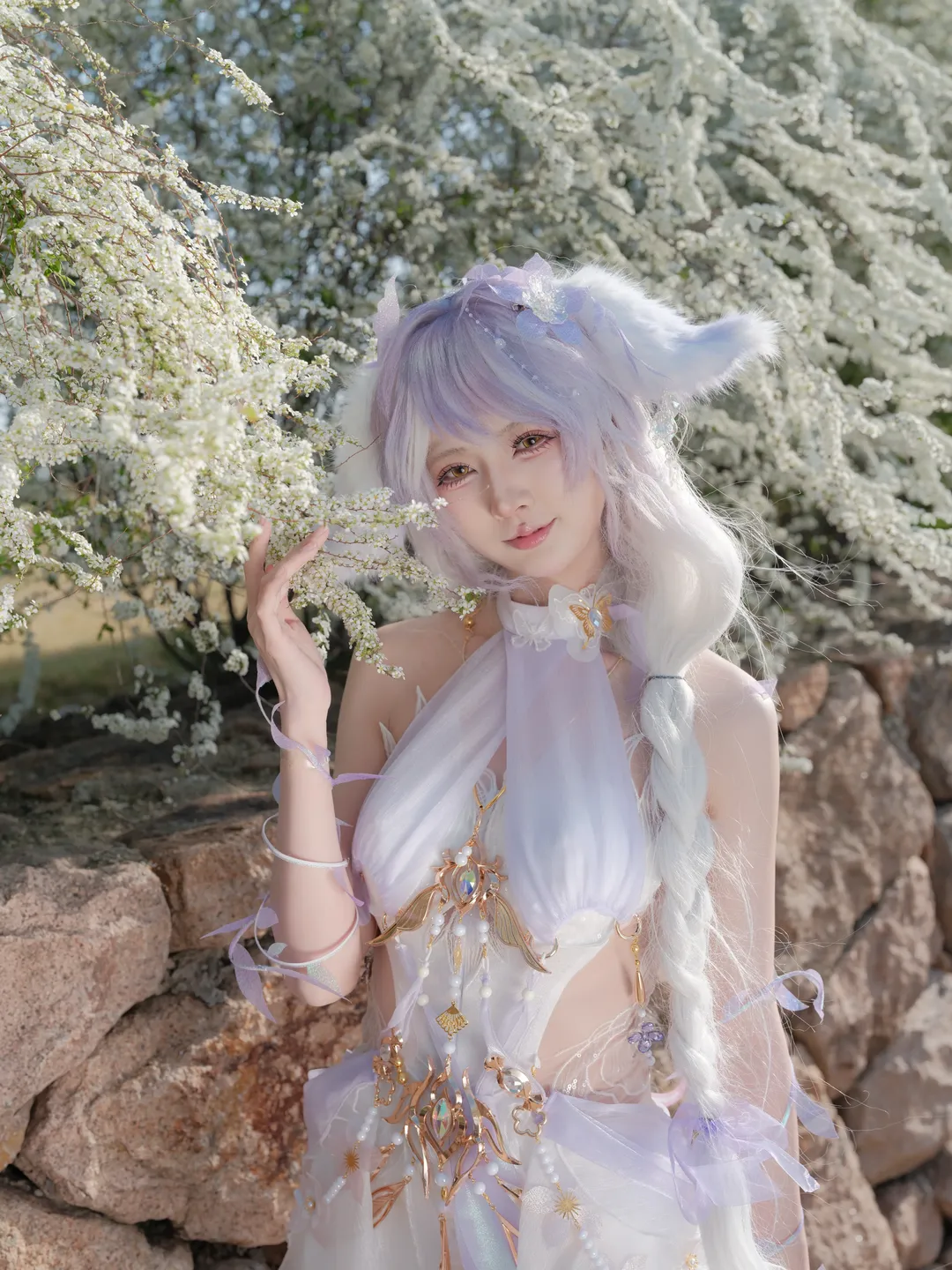 玉玲珑cos, 永劫无间, Cosplay摄影, 雪柳外景, 仙气穿搭 - 第4张