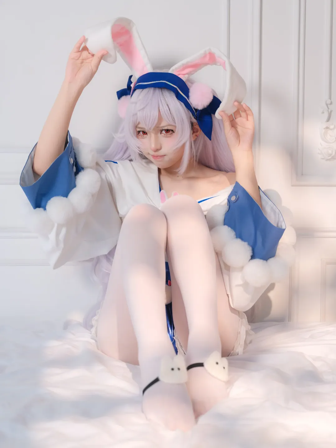 2次元少女, アズールレーン, ラフィー コスプレ, 雰囲気のある写真, うさ耳コスプレ