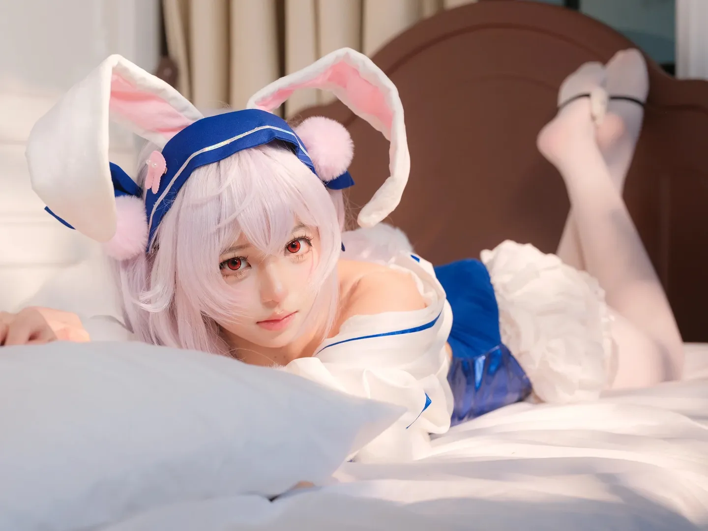 2次元少女, アズールレーン, ラフィー コスプレ, 雰囲気のある写真, うさ耳コスプレ - 4枚目