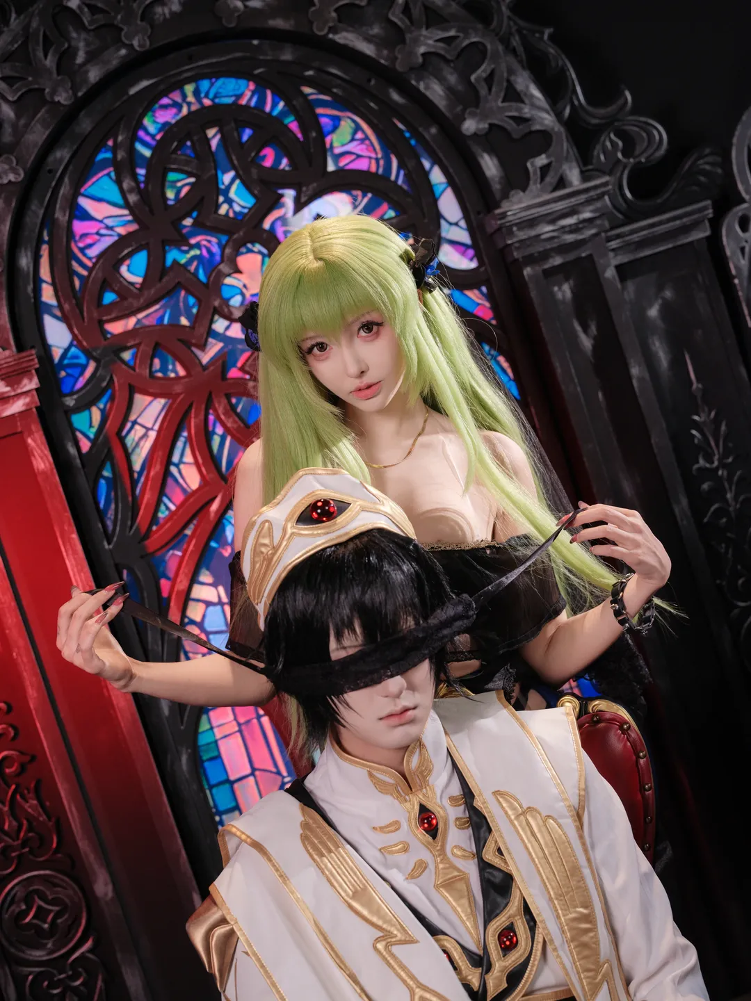 氛围感摄影, 二次元cosplay, 鲁鲁修C.C.cos, 叛逆的鲁路修, 双人cosplay