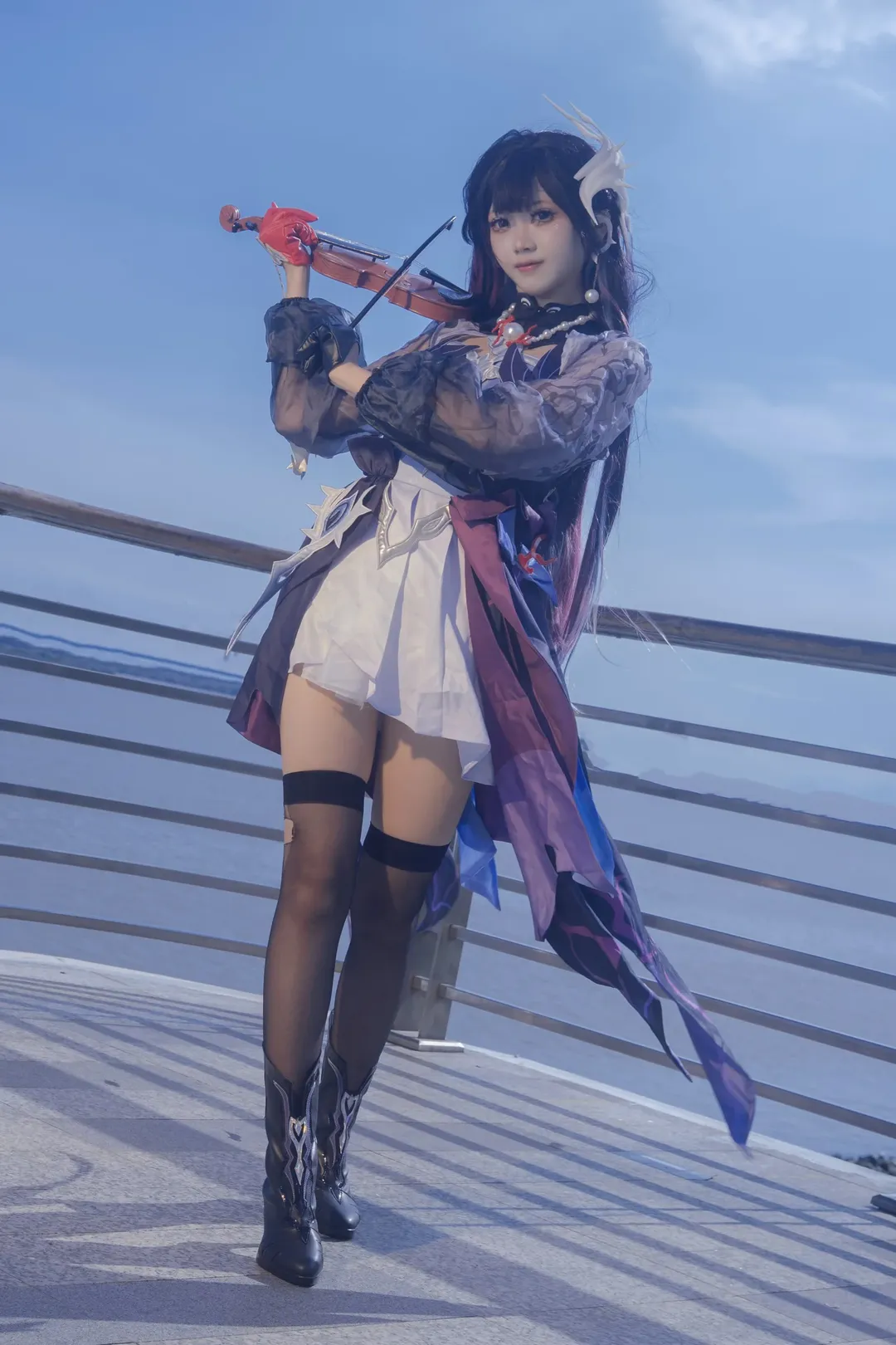 崩坏星穹铁道, 海瑟音cos, cosplay摄影, 海边外景, 小提琴cos - 第4张
