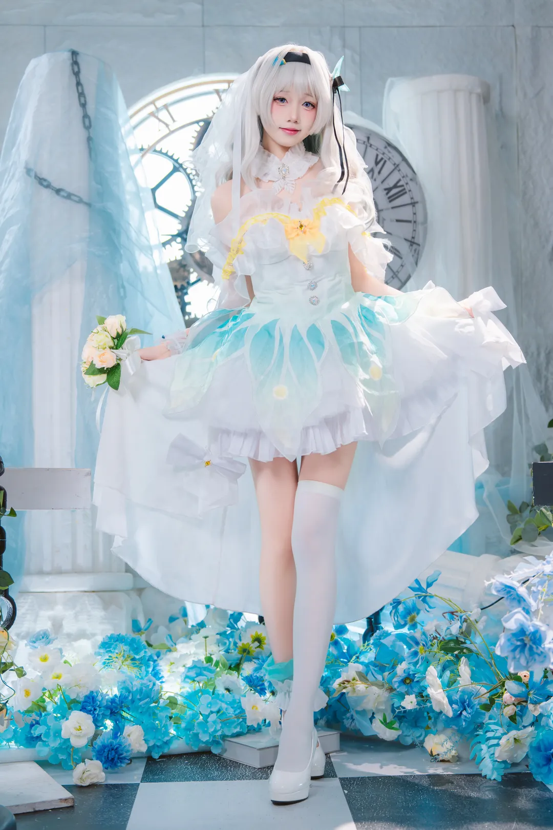 Anime-style photography, Honkai: Star Rail, Cosplay photoshoot, Firefly cosplay, Bride