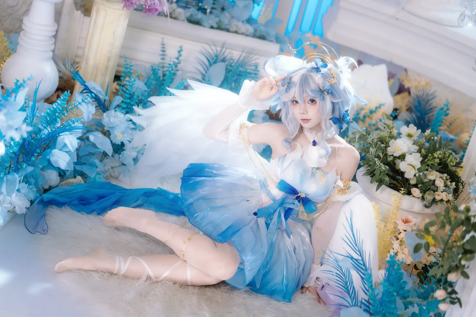 原神, 二次元コスプレ, フォカロルスコスプレ, 青と白のコーディネート, 水神コスプレ写真 - 2枚目