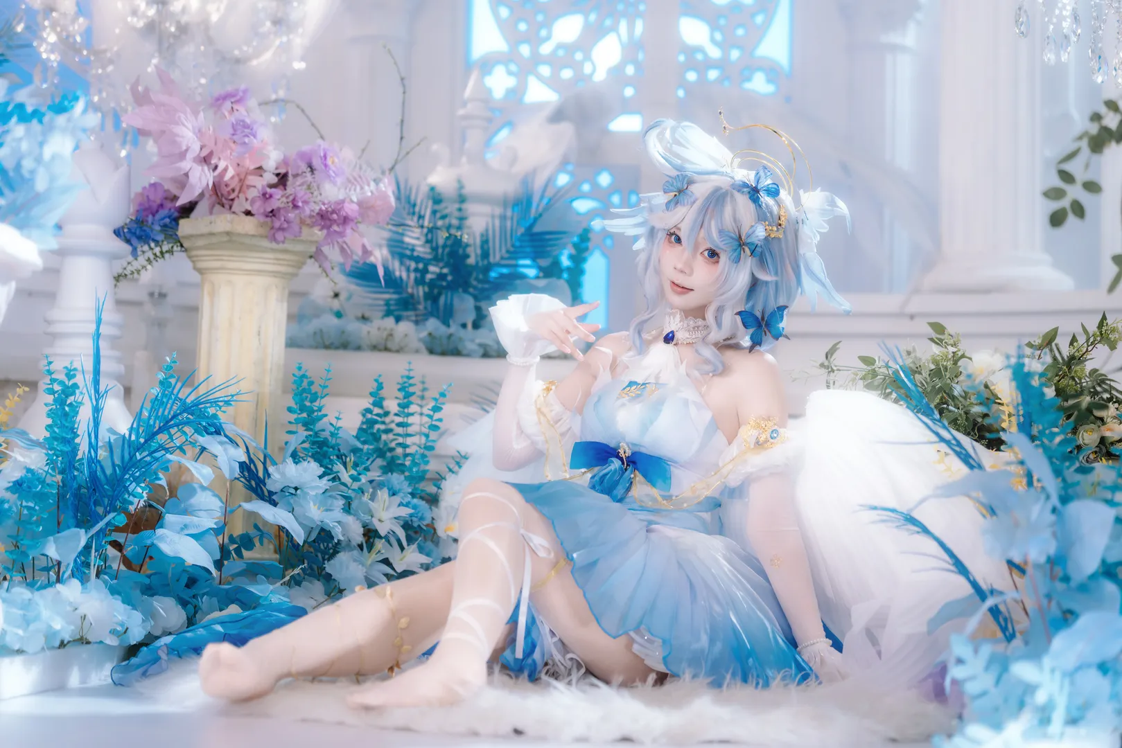 原神, 二次元コスプレ, フォカロルスコスプレ, 青と白のコーディネート, 水神コスプレ写真 - 3枚目