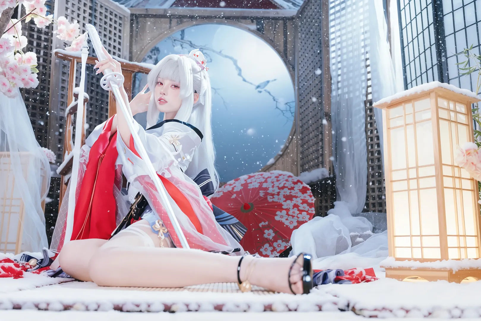 鸣潮, 二次元摄影, 古风cos, 绯雪cos, 雪景氛围感 - 第3张