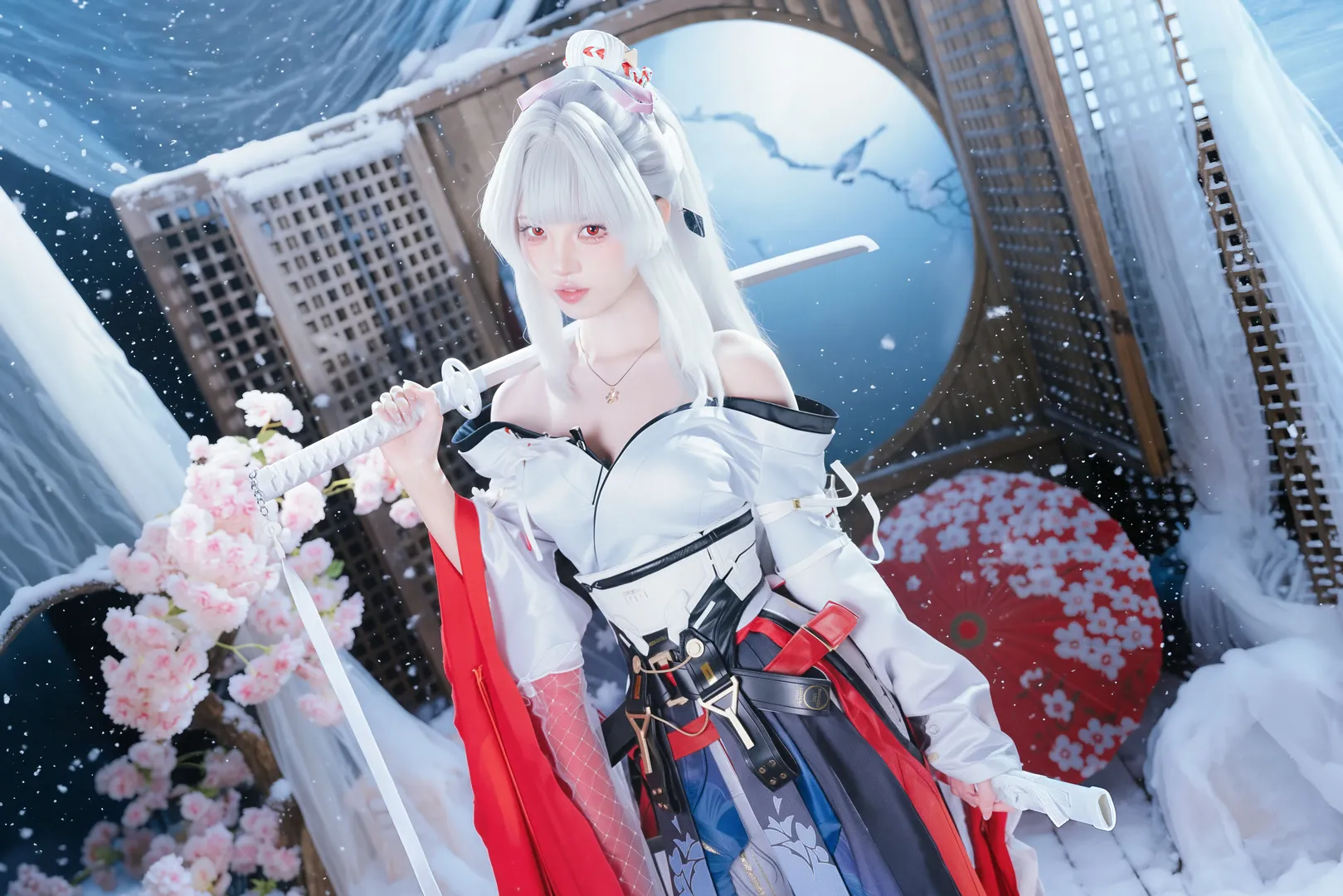 鸣潮, 二次元摄影, 古风cos, 绯雪cos, 雪景氛围感 - 第5张
