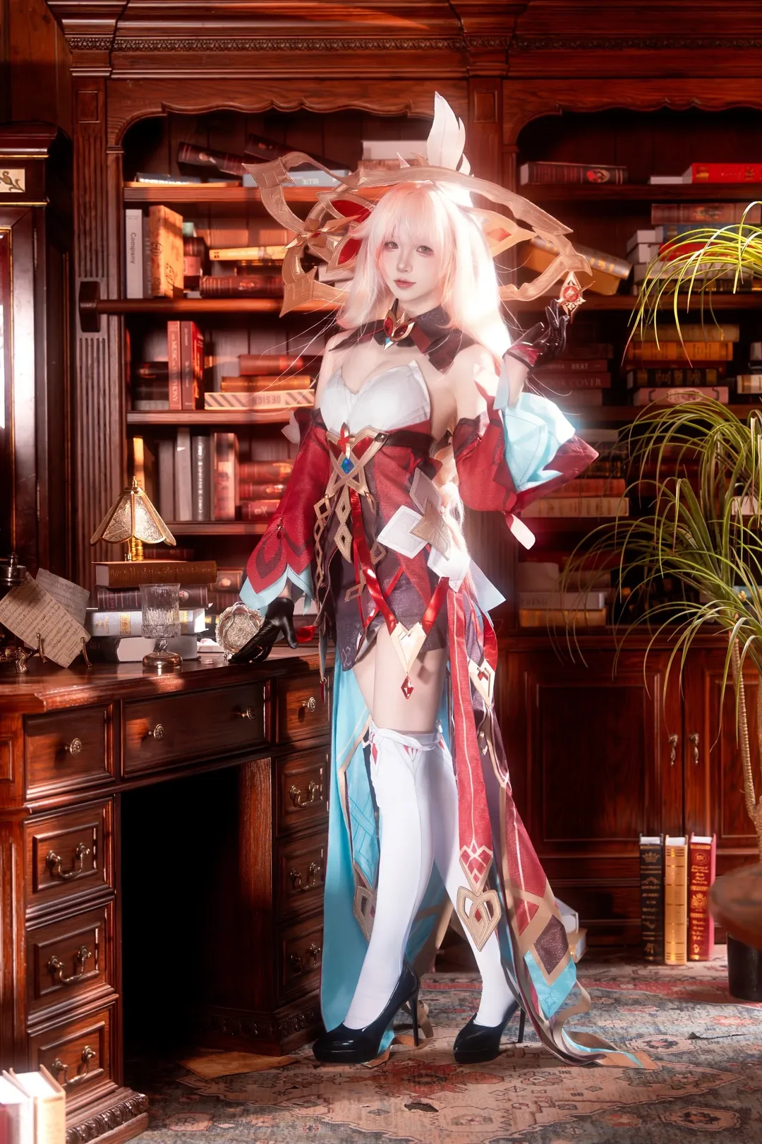 原神, 空月之歌, 二次元摄影, 艾莉丝cos, 书房氛围感 - 第4张