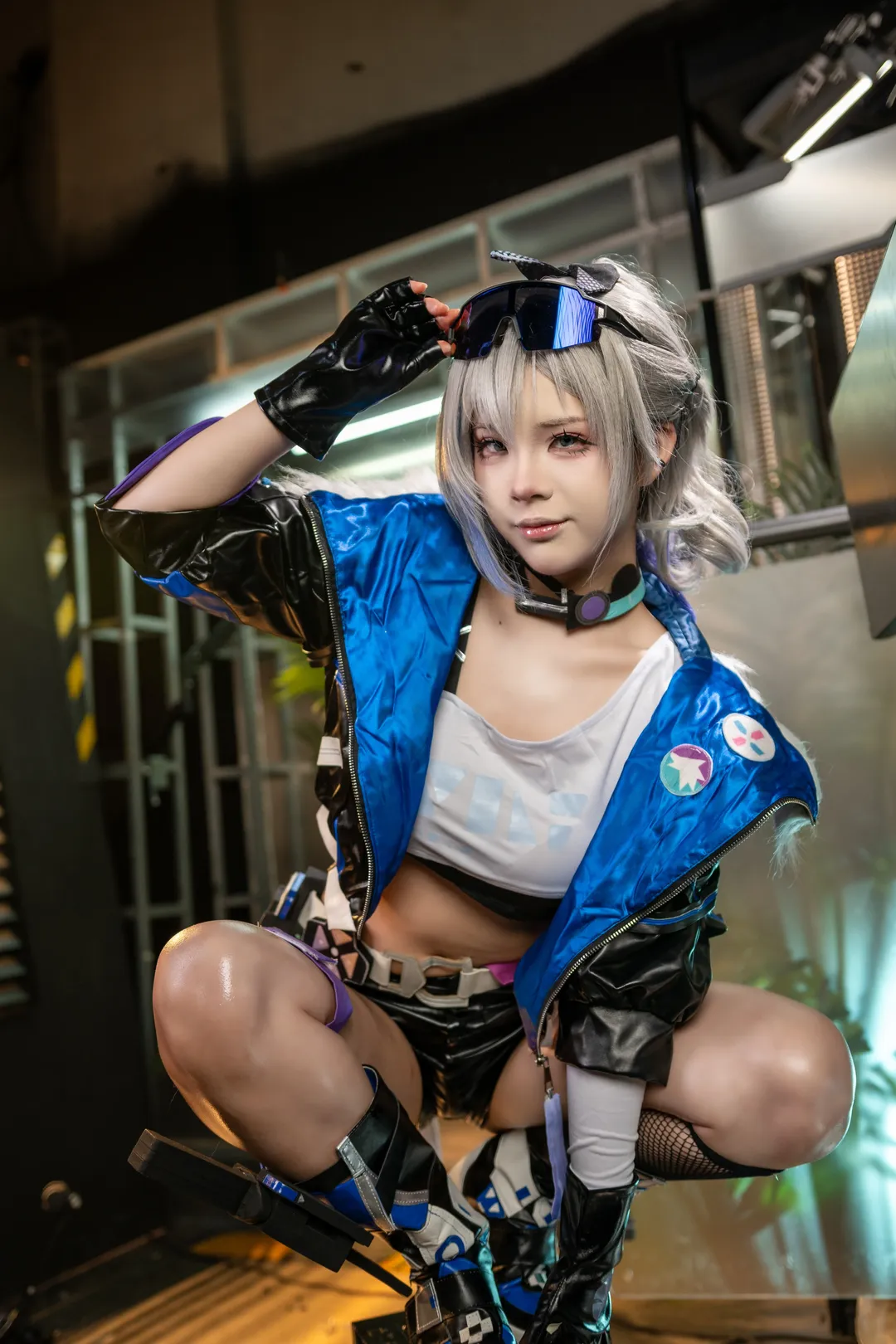 cosplay, Honkai: Star Rail, Silver Wolf cosplay, Cyberpunk style, Techwear outfit