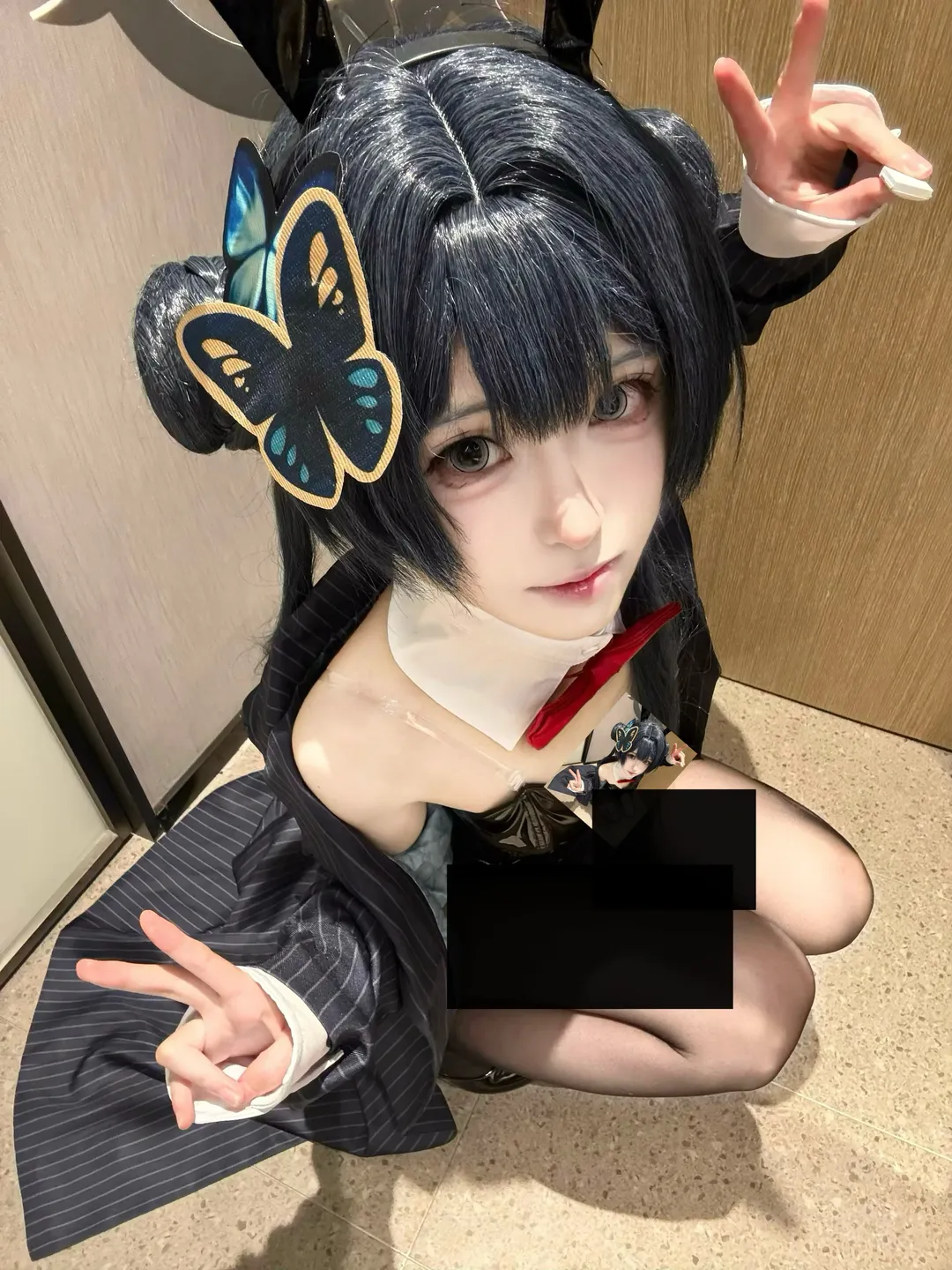 蔚蓝档案, 龙华妃咲cos, 二次元cos, 兔女郎cosplay, 黑丝旗袍 - 第1张