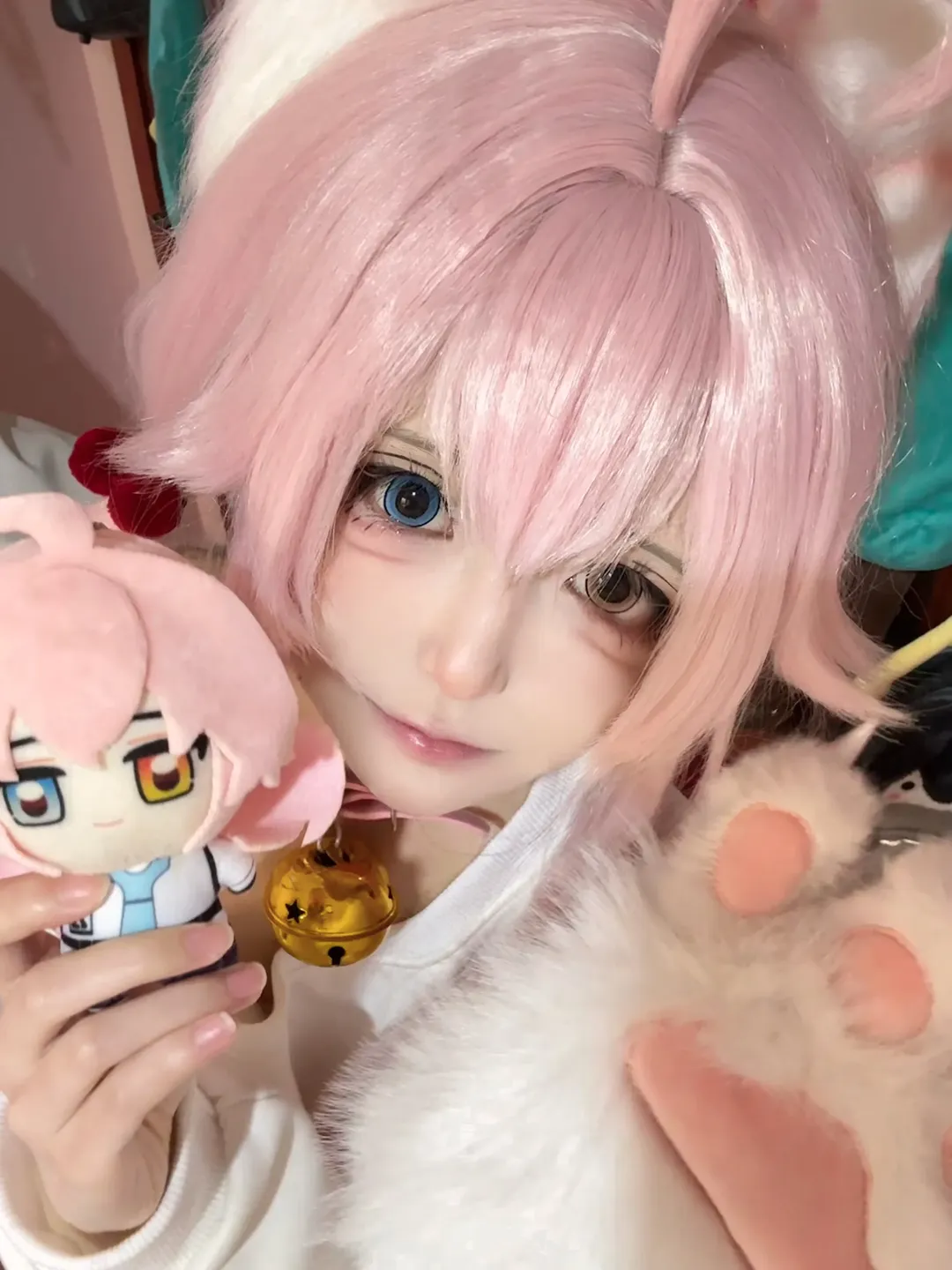 蔚蓝档案, 小鸟游星野cos, 猫耳cos, 毛绒兽爪, 异色瞳 - 第1张