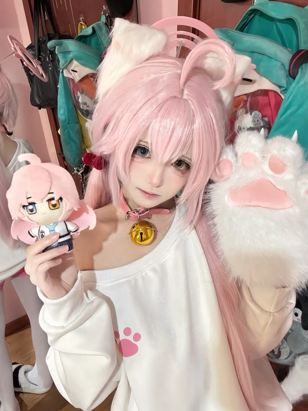 蔚蓝档案, 小鸟游星野cos, 猫耳cos, 毛绒兽爪, 异色瞳
