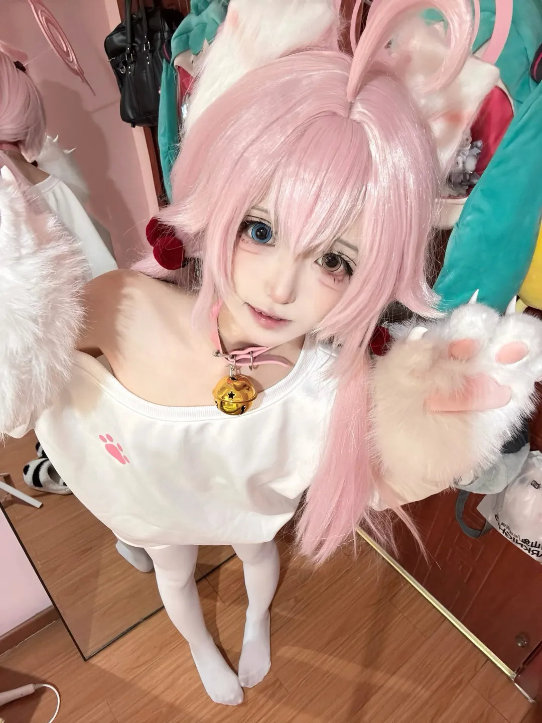 蔚蓝档案, 小鸟游星野cos, 猫耳cos, 毛绒兽爪, 异色瞳 - 第3张