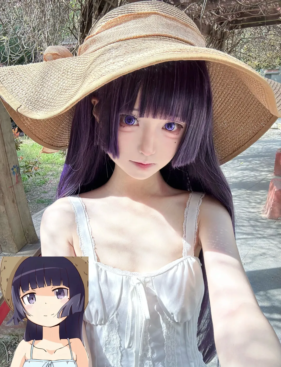 Cosplay, 户外摄影, 夏日氛围, 白裙, 草帽 - 第2张