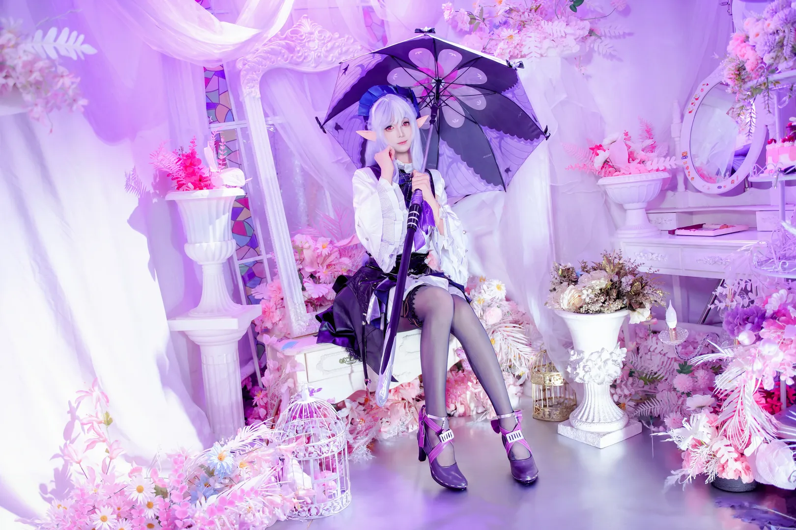 薇薇安cos, Cosplay正片, 精灵耳cos, 梦幻紫色系, 二次元写真 - 第2张