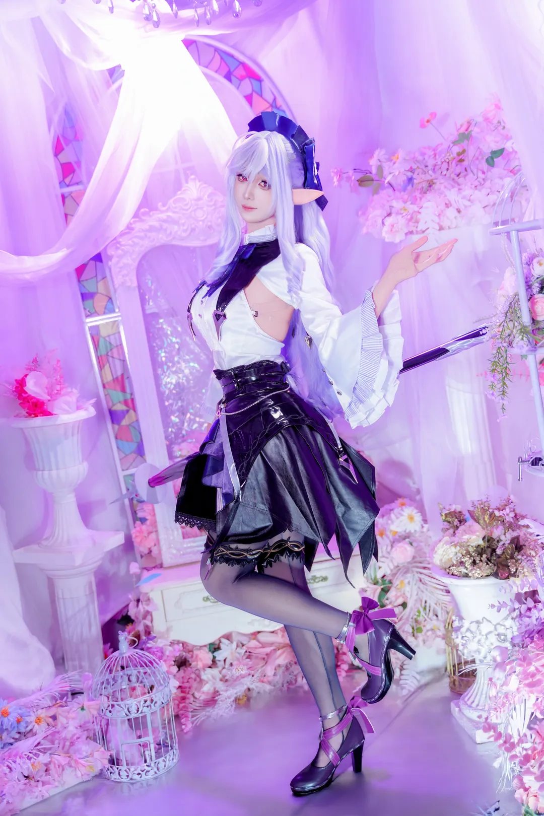 薇薇安cos, Cosplay正片, 精灵耳cos, 梦幻紫色系, 二次元写真 - 第3张
