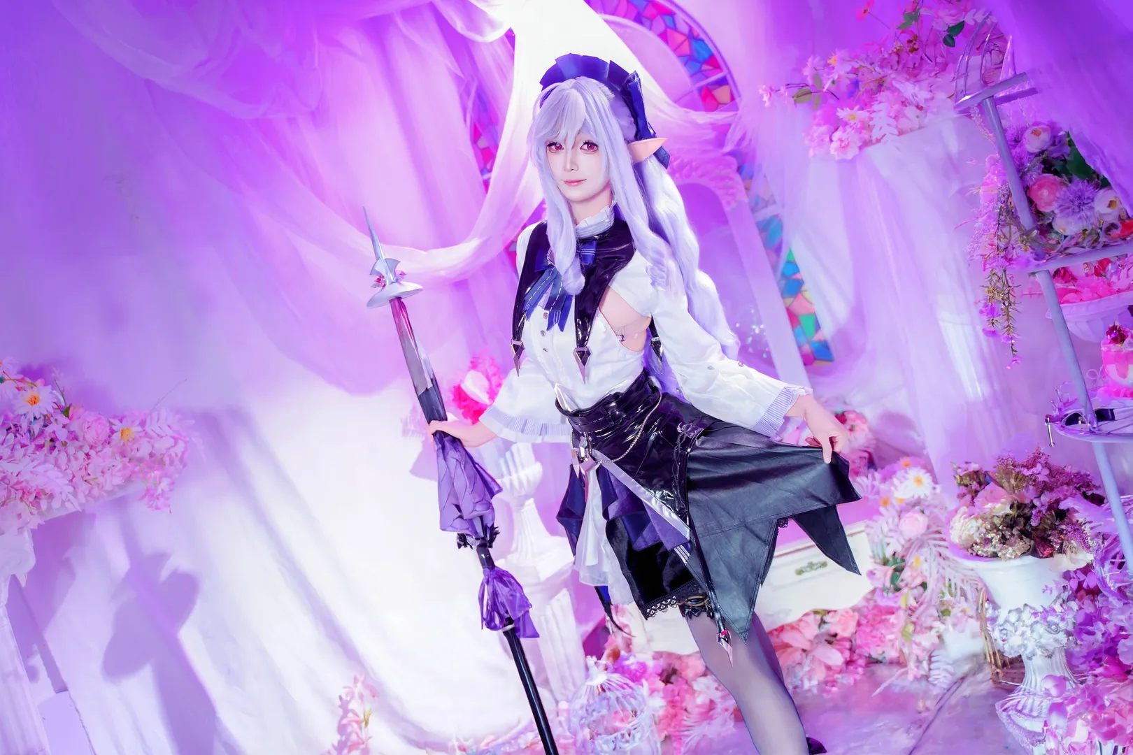 薇薇安cos, Cosplay正片, 精灵耳cos, 梦幻紫色系, 二次元写真