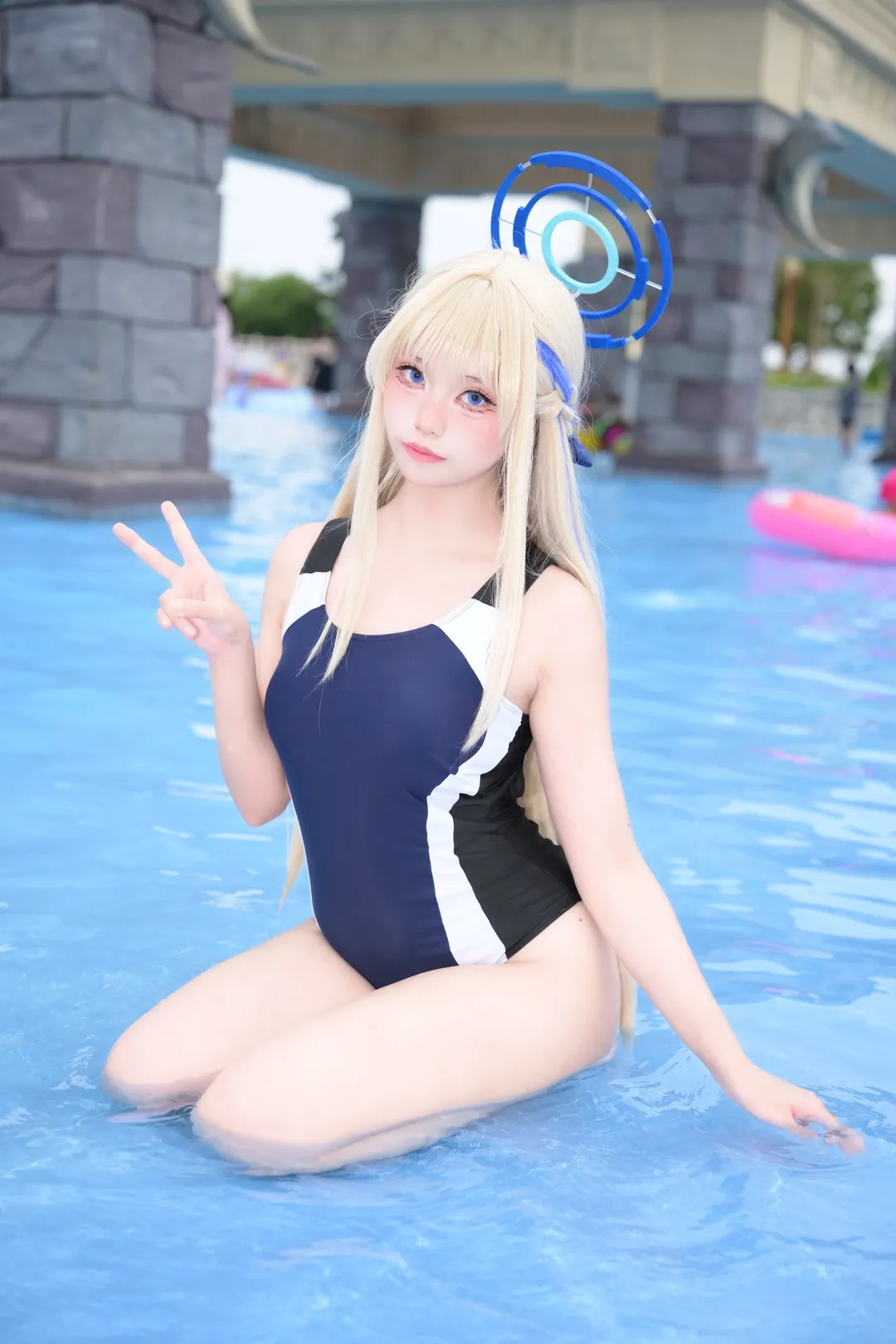 cosplay, 泳装, 碧蓝档案, 飞鸟马时cos, 泳池拍照 - 第4张