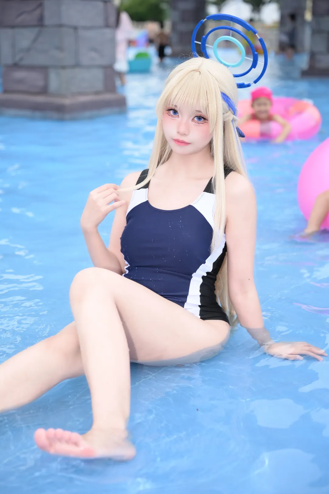 cosplay, 泳装, 碧蓝档案, 飞鸟马时cos, 泳池拍照 - 第6张