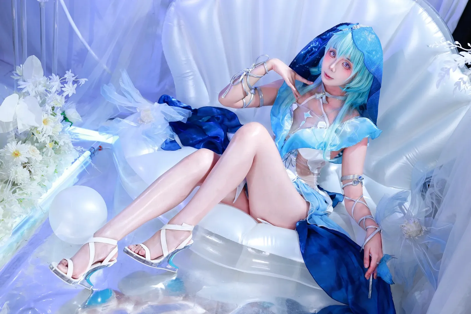 角色扮演, 棚拍, 守岸人cos, 二次元cosplay, 藍色系cos