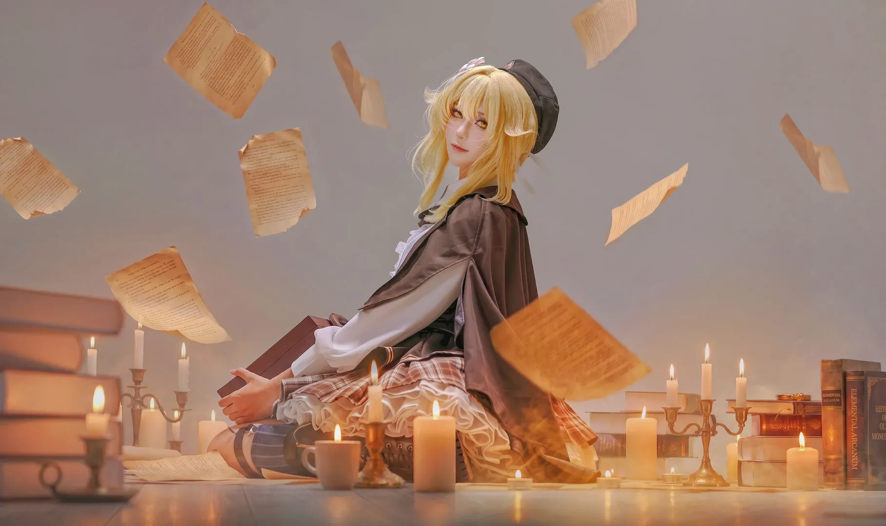 ロールプレイ, 原神, 蛍 コスプレ, コスプレ撮影, 魔法書の雰囲気