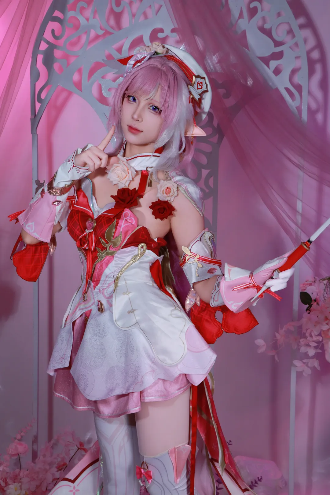 爱莉希雅cos, 崩坏三, 爱愿妖精, cosplay摄影, 粉色妖精 - 第1张