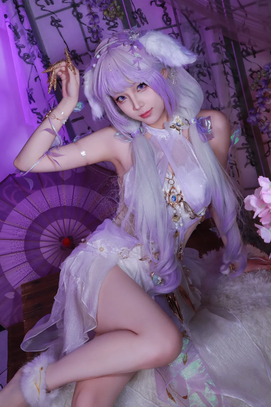 NARAKA: BLADEPOINT, Chun Bu Lian cosplay, Purple color scheme, Aesthetic ancient style, Fantasy style