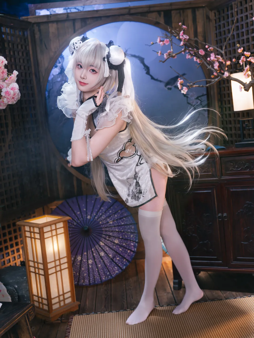 永劫无间, 殷紫萍cos, 玉髓冰心, 国风cosplay, 白旗袍写真 - 第2张