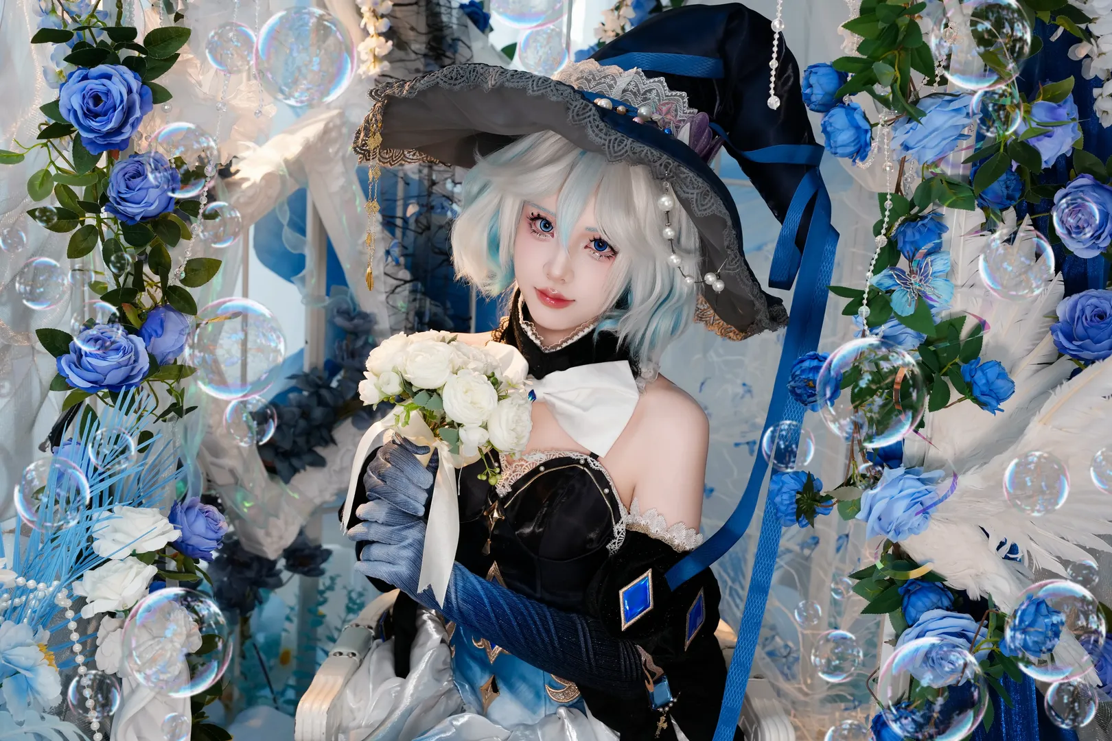 原神, cosplay, 芙宁娜cos, 蓝色系, 深海来信 - 第3张