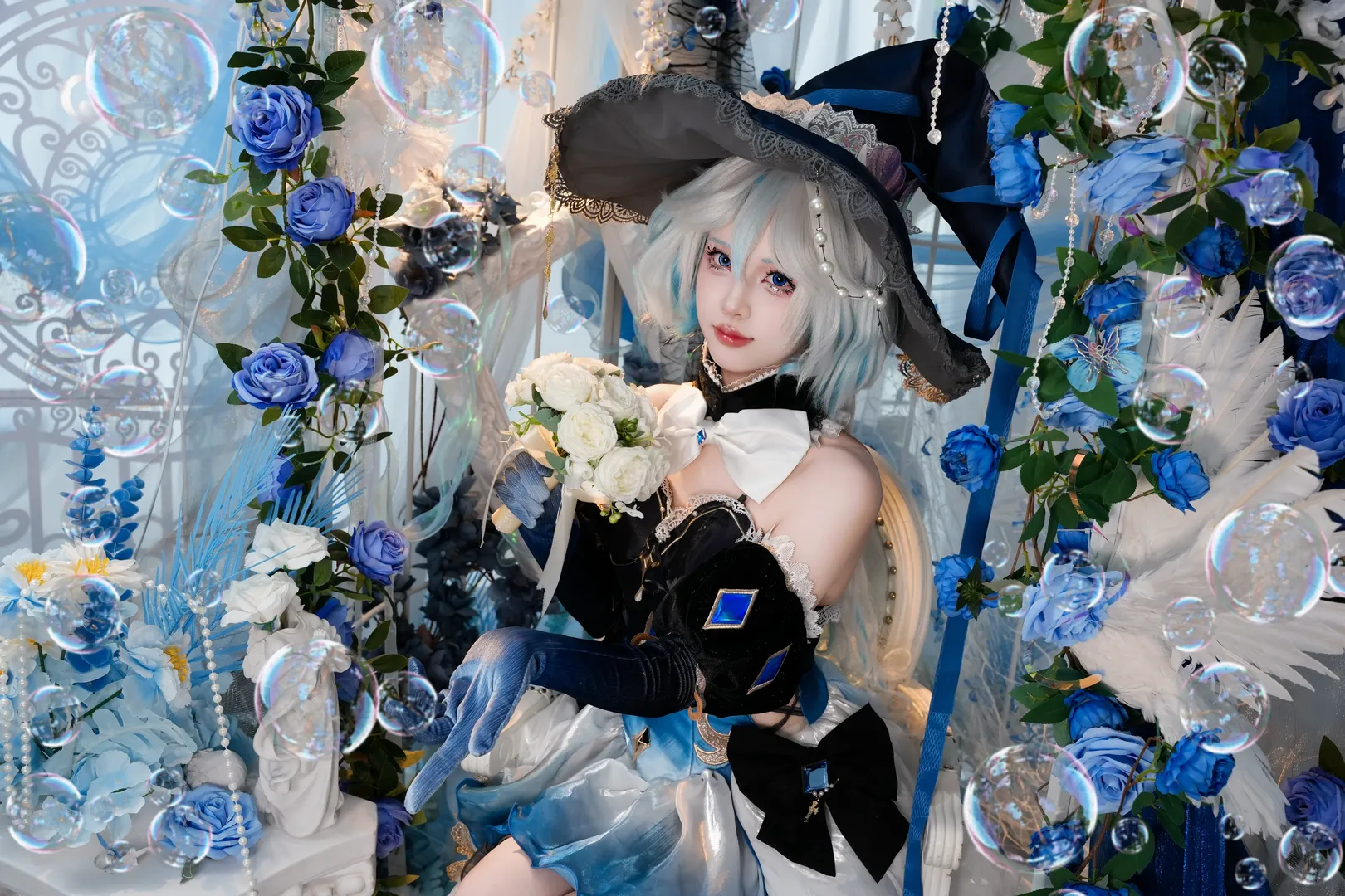 原神, cosplay, 芙宁娜cos, 蓝色系, 深海来信 - 第6张