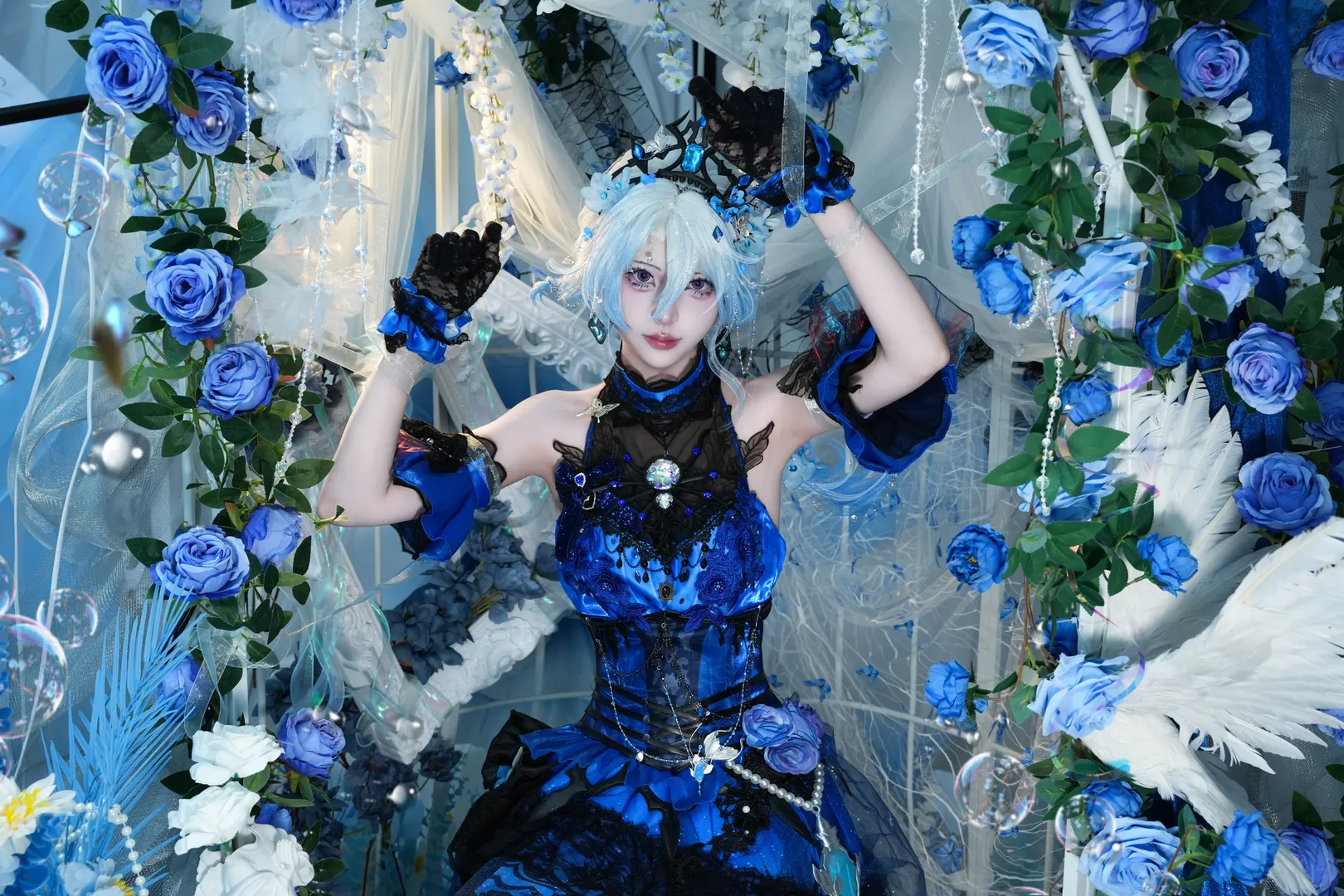 第五人格, cosplay摄影, 渔女cos, 引梦人cos, 蓝玫瑰布景 - 第2张