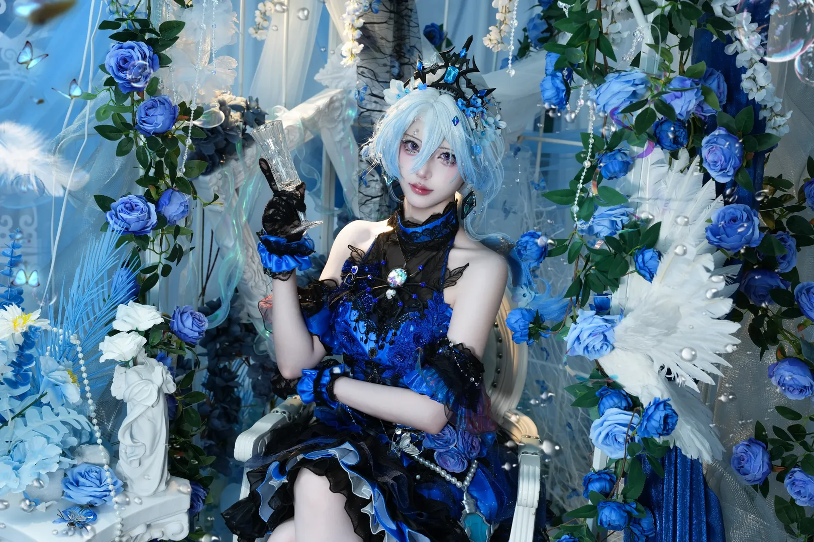 第五人格, cosplay摄影, 渔女cos, 引梦人cos, 蓝玫瑰布景 - 第3张