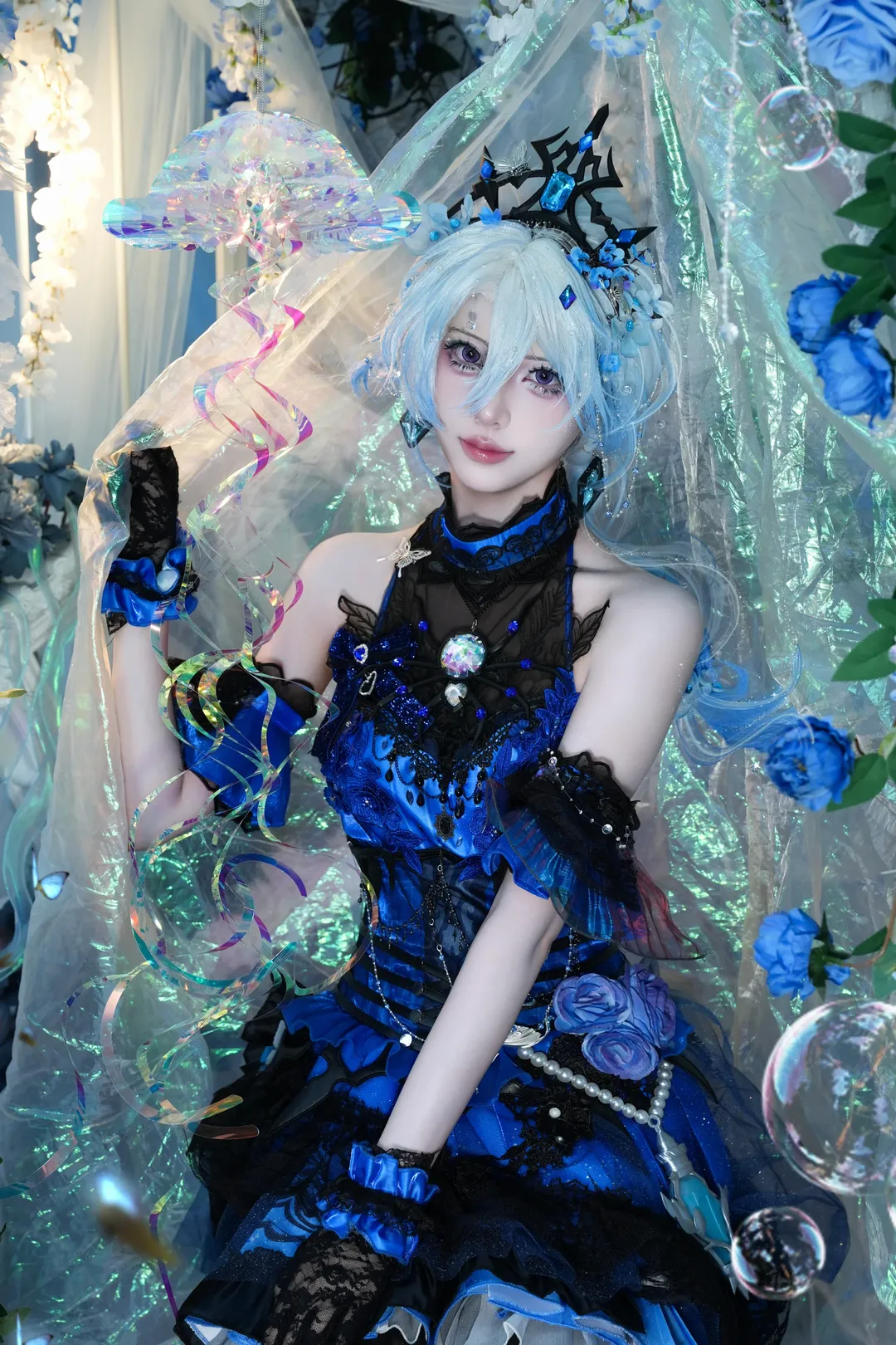 第五人格, cosplay摄影, 渔女cos, 引梦人cos, 蓝玫瑰布景 - 第5张