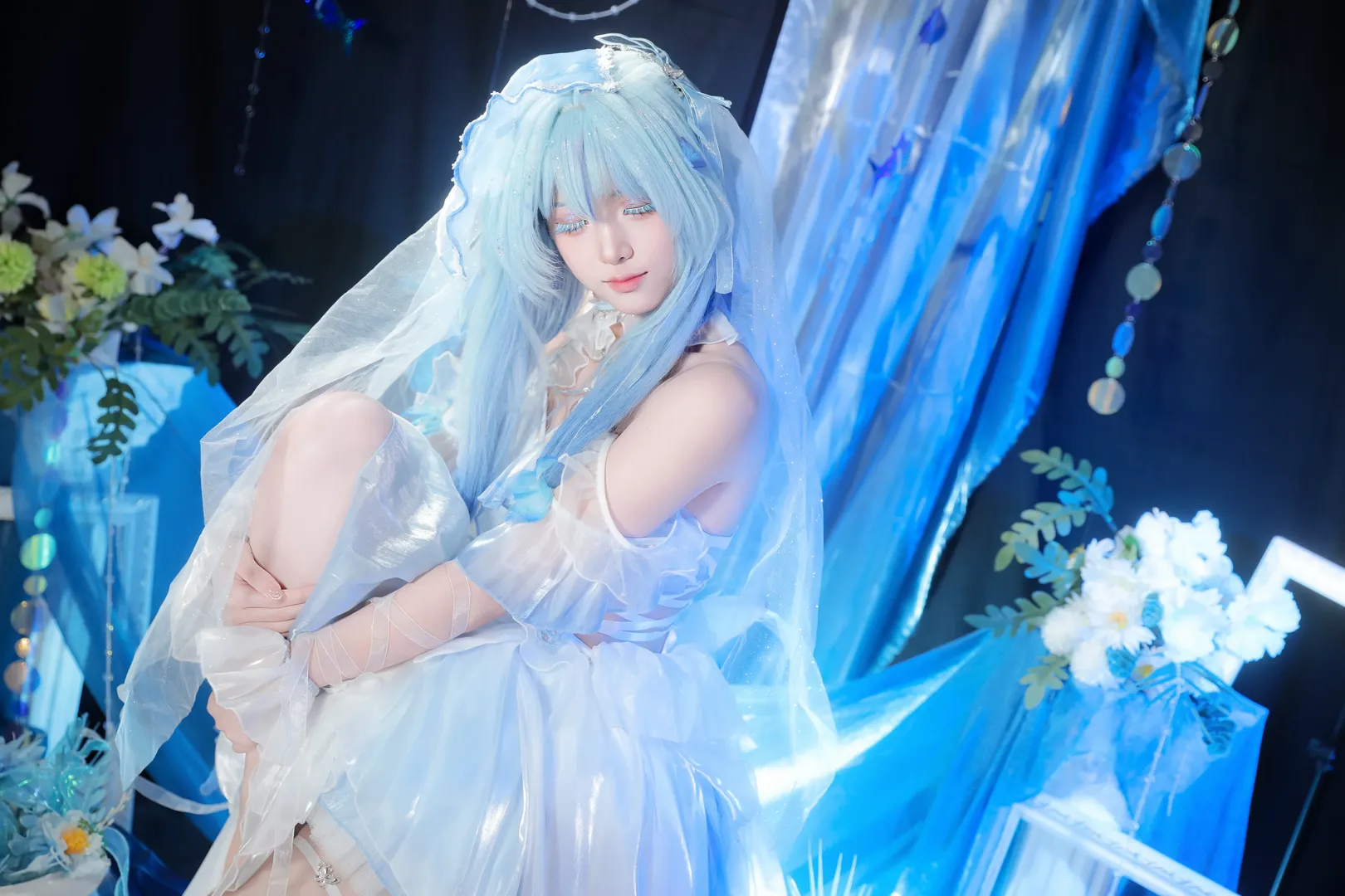 鸣潮, 守岸人cos, 月潮星纱, 蓝发cosplay, 深海风摄影 - 第3张