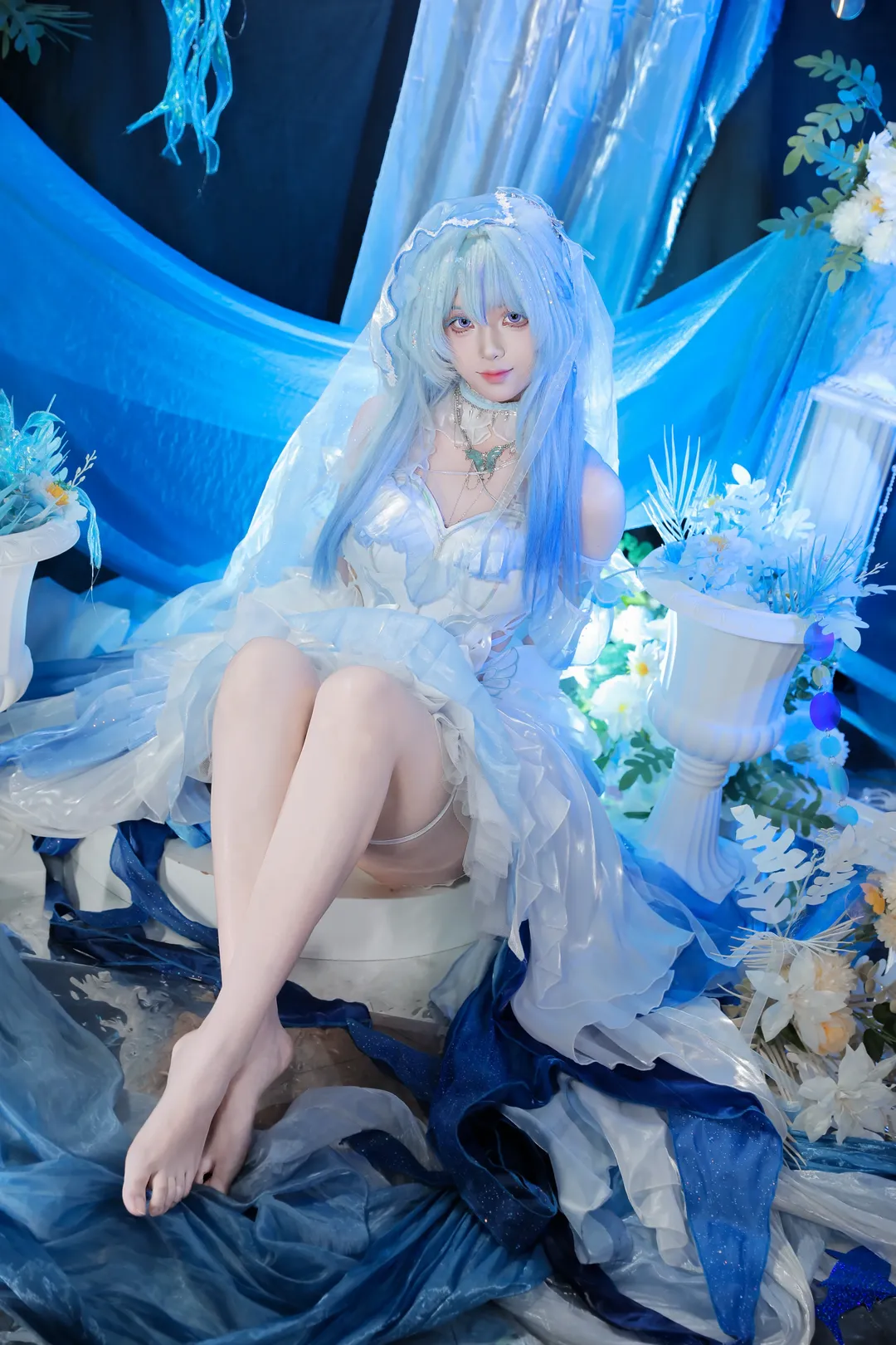鸣潮, 守岸人cos, 月潮星纱, 蓝发cosplay, 深海风摄影 - 第5张