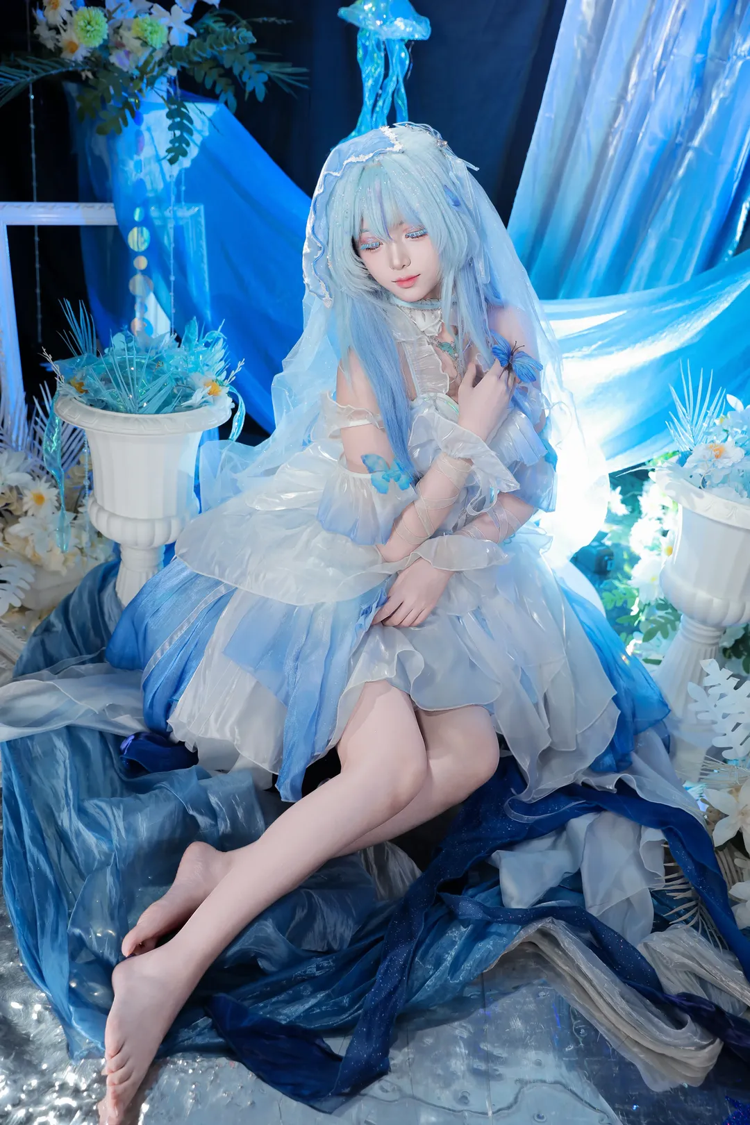 鳴潮, ショアキーパー コスプレ, 青系コスプレ, 幻想的なエルフのポートレート, クール系写真 - 3枚目