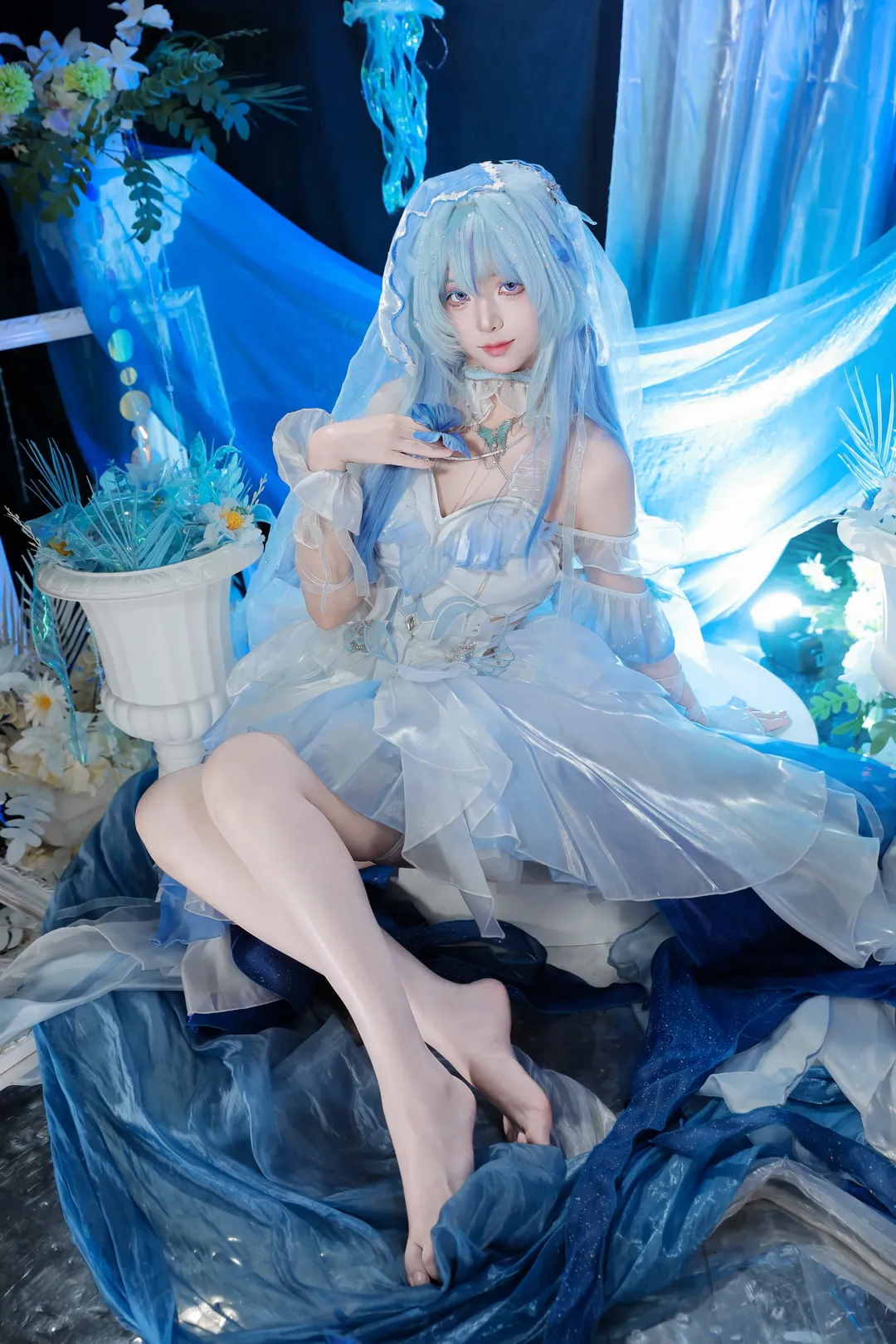 鳴潮, ショアキーパー コスプレ, 青系コスプレ, 幻想的なエルフのポートレート, クール系写真 - 6枚目
