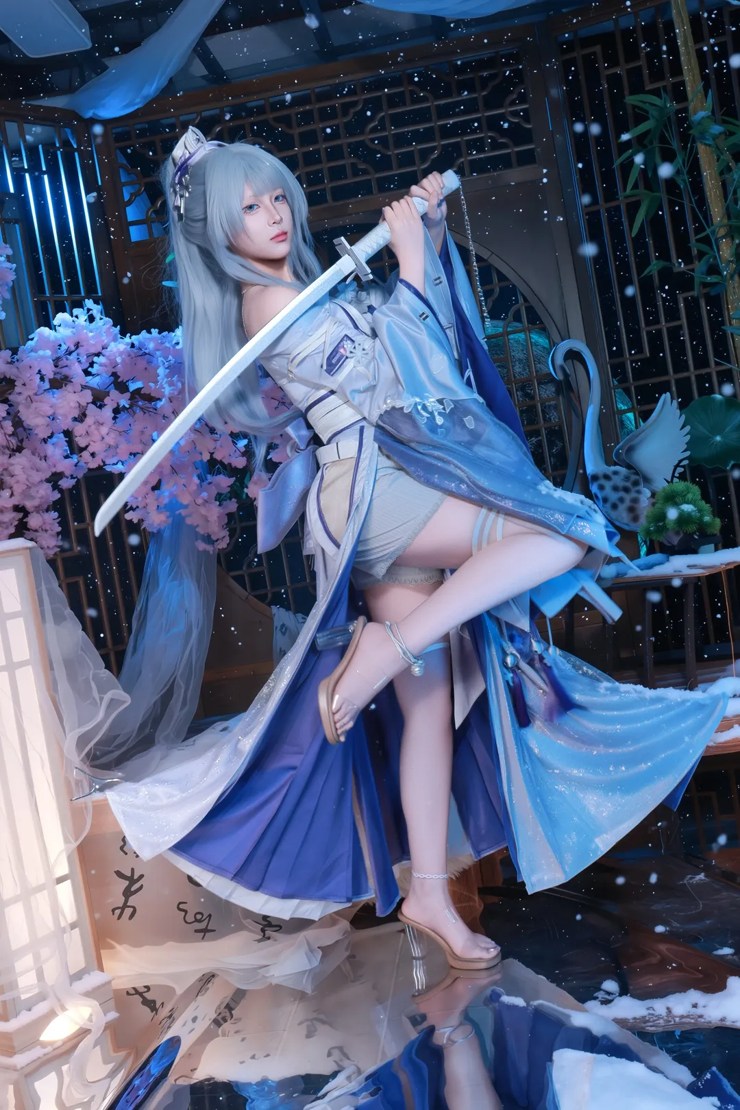Wuthering Waves, Traditional style cosplay, Snowscape photography, Hiyuki cosplay, Xianxia style