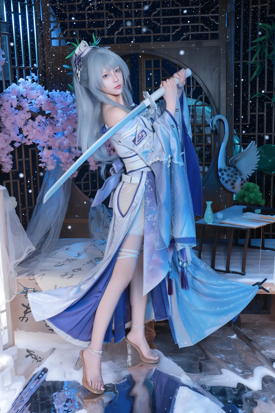 Wuthering Waves, Cosplay photography, Snowscape photography, Hiyuki cosplay, Chinese-style Wuxia
