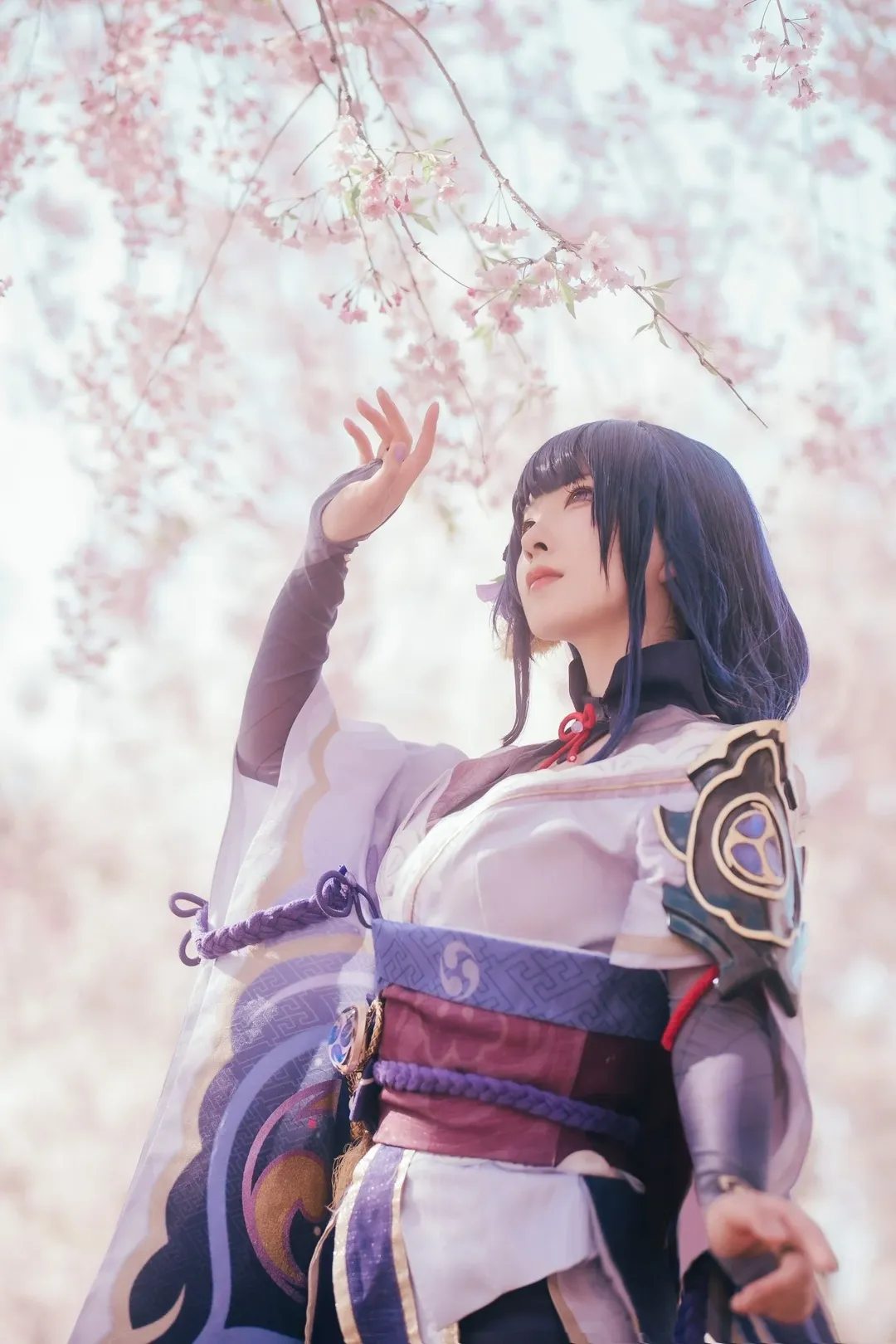 原神, 樱花外景, cosplay摄影, 雷电将军cos, 稻妻氛围 - 第1张