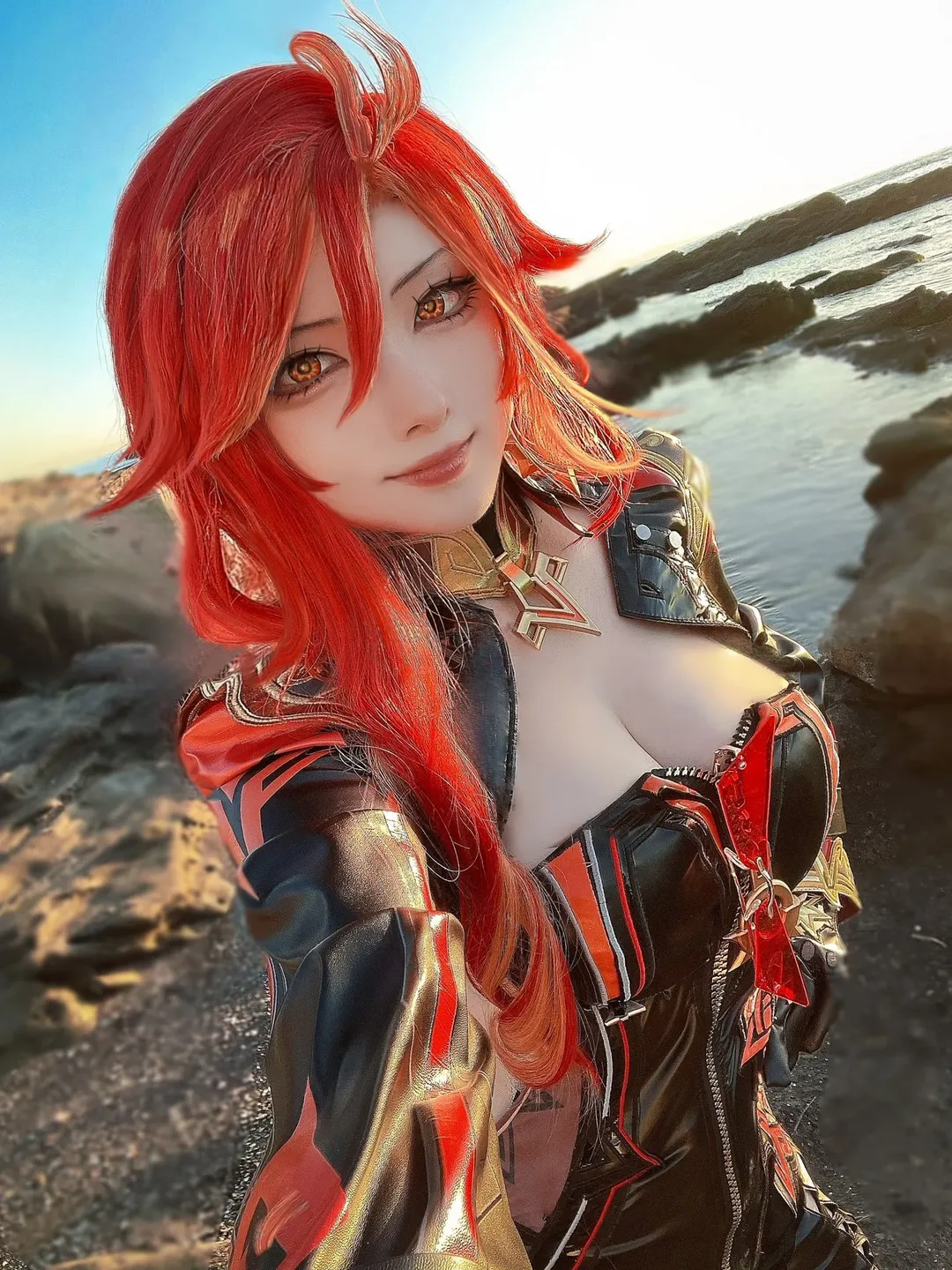 原神, キャラクター再現, 海辺の写真, ロケーション撮影, マーヴィカ コスプレ