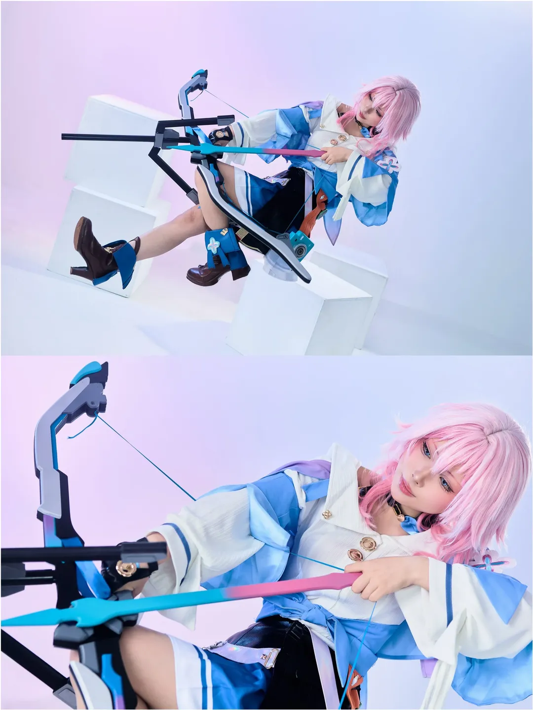 崩壊：スターレイル, 三月なのか コスプレ, コスプレ撮影, ピンクのウィッグ, 弓の小道具 - 3枚目