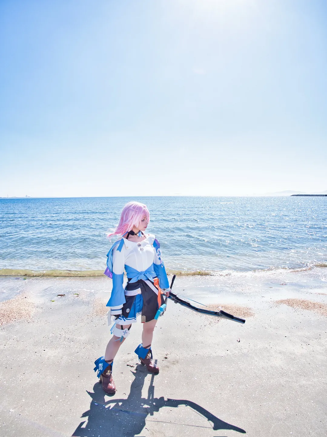 Honkai: Star Rail, March 7th cosplay, 2D character, Cosplay photography, Seaside location shoot