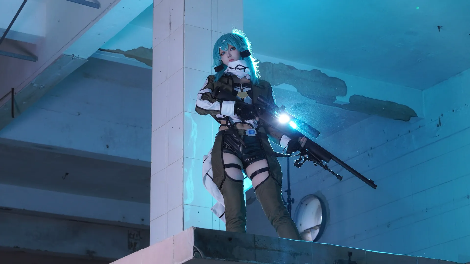 刀剑神域, cosplay摄影, 二次元角色扮演, 朝田诗乃cos, 狙击手风格 - 第3张