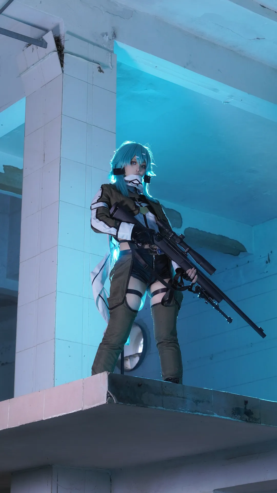 刀剑神域, cosplay摄影, 二次元角色扮演, 朝田诗乃cos, 狙击手风格 - 第4张