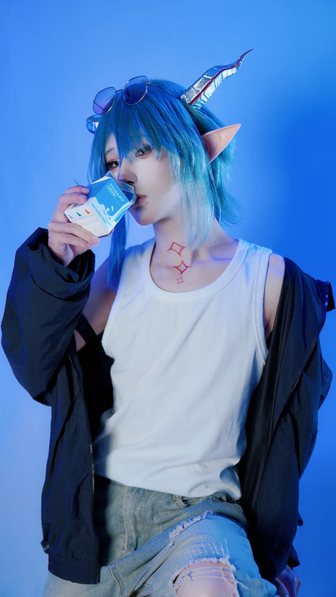 明日方舟, cosplay摄影, 蓝发cos, 日常穿搭, 渡桥cos - 第1张